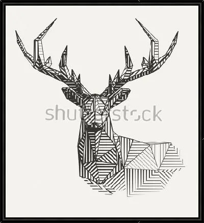 Геометрический монохромный олень