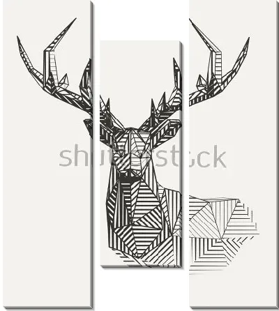 Геометрический монохромный олень