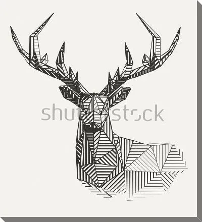 Геометрический монохромный олень