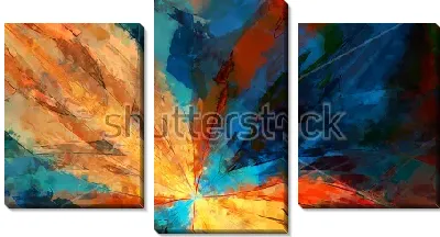 Модульная картина Контрастное сочетание оттенков оранжевого и синего цветов 