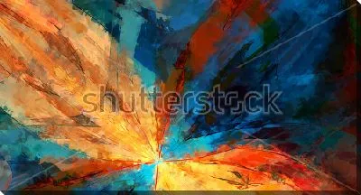 Картина маслом Контрастное сочетание оттенков оранжевого и синего цветов 