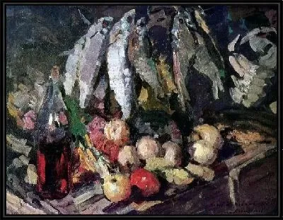 Рыбы, вино и фрукты