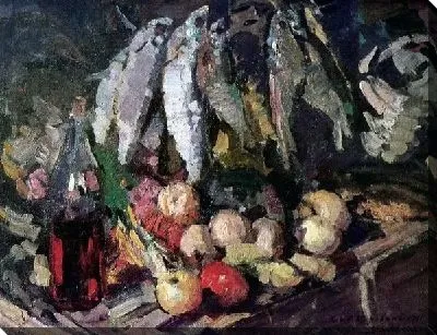 Рыбы, вино и фрукты