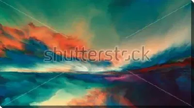 Картина маслом Закат над морем - яркое сочетание насыщенных оттенков красного, синего и фиолетового цвета