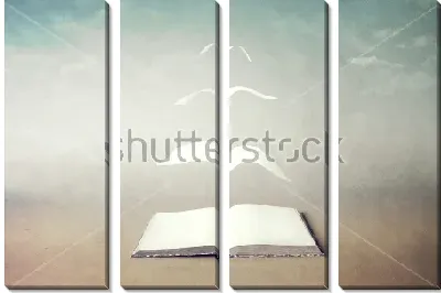 Модульная картина Улетающие птицами страницы книги