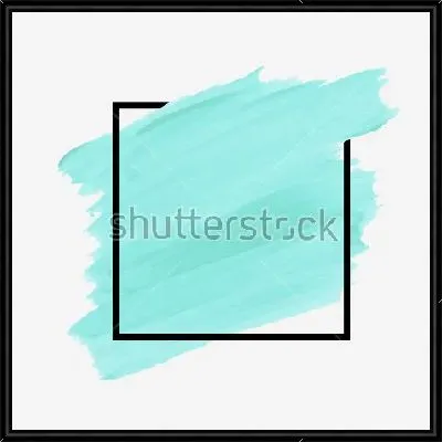 Картина Облако в окне - лаконичный коллаж с мазками голубой краски в чёрном контуре квадрата