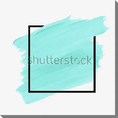 Постер Облако в окне - лаконичный коллаж с мазками голубой краски в чёрном контуре квадрата