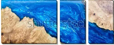 Модульная картина Лазурная река - яркое контрастное сочетание оттенков синего и бежевого цвета