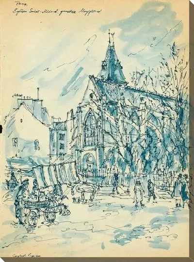 Картина Париж. Сен-Медард церковь Кварте