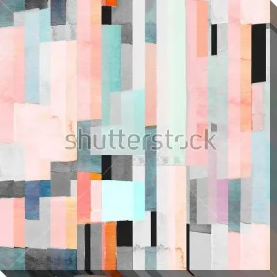 Картина маслом Геометрическая композиция в пастельных тонах с яркими цветовыми акцентами