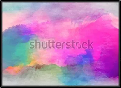 Картина Рассвет в туманном лесу - яркое сочетание оттенков пурпурного, синего, зелёного и жёлтого цветов