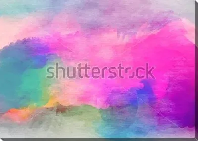 Картина маслом Рассвет в туманном лесу - яркое сочетание оттенков пурпурного, синего, зелёного и жёлтого цветов