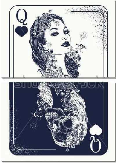 Модульная картина Роковая дама пик - игральная карта с изображением жизни и смерти