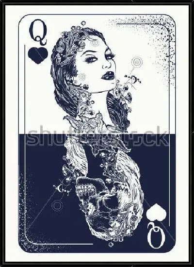 Картина Роковая дама пик - игральная карта с изображением жизни и смерти