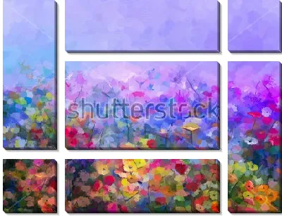 Модульная картина Яркое цветочное поле