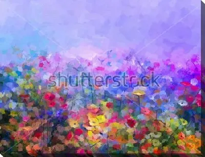 Картина маслом Яркое цветочное поле