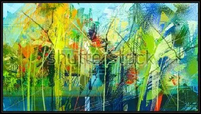 Картина Красочный абстрактный пейзаж с буйством ярких красок и оттенков