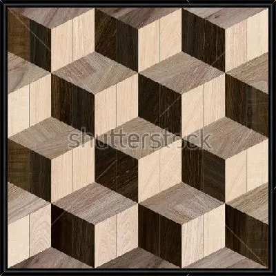 Оптическая иллюзия объёма - композиция из деревянных кубов или ромбов