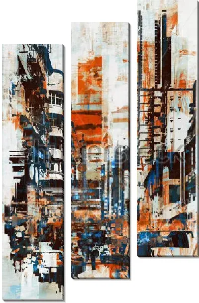 Модульная картина Жизнь большого города - яркий городской пейзаж