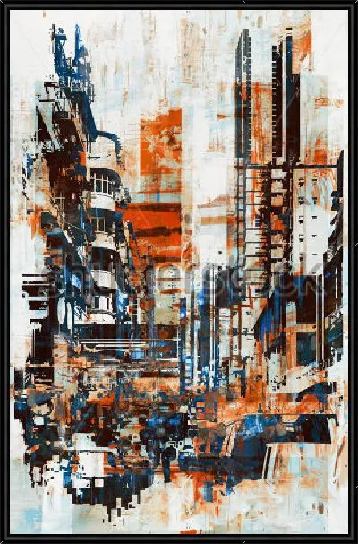 Картина Жизнь большого города - яркий городской пейзаж