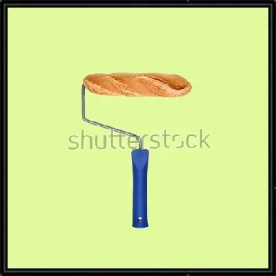 Малярный валик с белым батоном на светлом фисташковом фоне