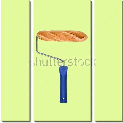 Малярный валик с белым батоном на светлом фисташковом фоне