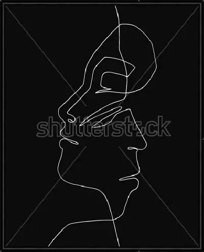 Картина Рисунок мужского и женского профиля одной линией