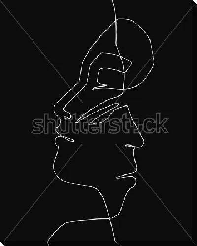 Постер Рисунок мужского и женского профиля одной линией