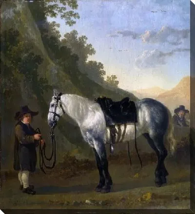 Картина Мальчик держит серую лошадь