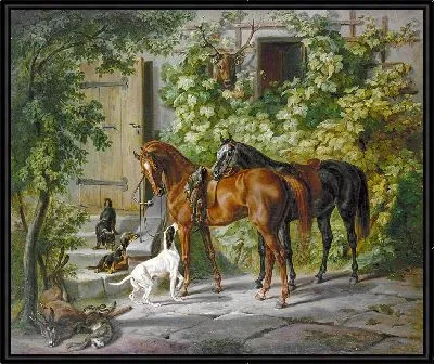 Лошади у крыльца