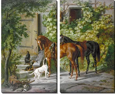 Лошади у крыльца