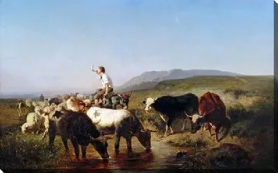 Картина Стадо с пастухом