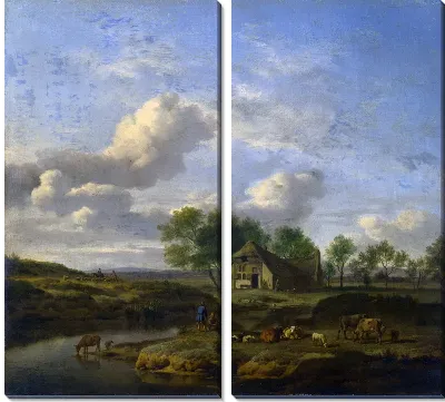 Пейзаж. Ферма возле реки