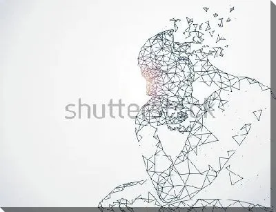 Постер Композиция из линий и точек в фигуре мыслителя