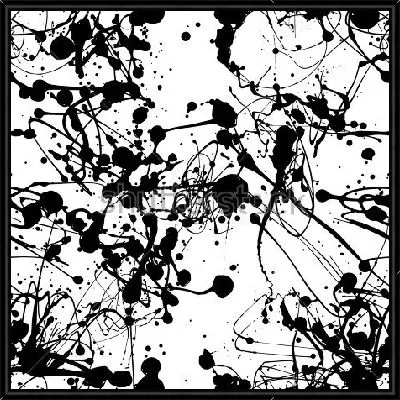 Чёрно-белая композиция из клякс, брызг и потёков