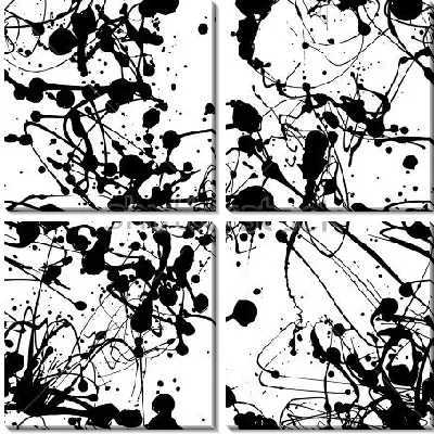 Чёрно-белая композиция из клякс, брызг и потёков