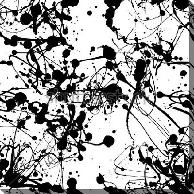 Чёрно-белая композиция из клякс, брызг и потёков