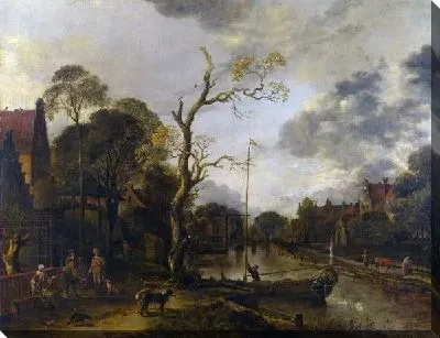 Картина Вид на реку возле деревни