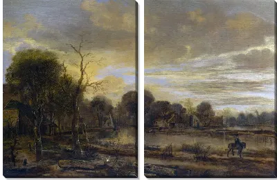 Деревенский пейзаж с рекой