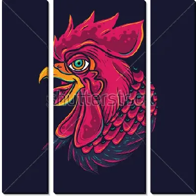 Пурпурная голова петуха на тёмном фоне