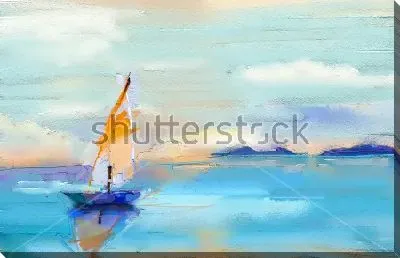 Постер Морской пейзаж с парусником