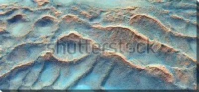 Картина маслом Бирюзовые волны в пустыне - композиция в оттенках голубого и светло-коричневого цвета