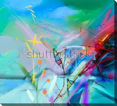 Картина маслом Яркая красочная композиция с контрастными цветовыми акцентами