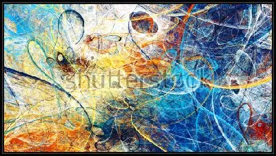 Яркая динамичная композиция с иллюзией движения фрактальных линий