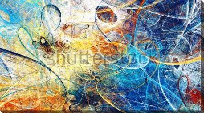 Яркая динамичная композиция с иллюзией движения фрактальных линий