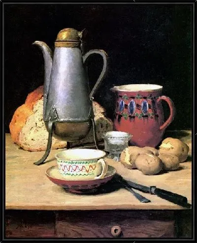 Картина Натюрморт с кофе, молоком и картофелем