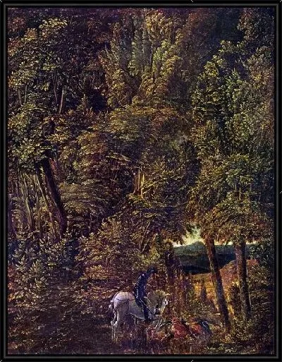 Картина Лесной пейзаж с драконом. Бой Святого Георгия