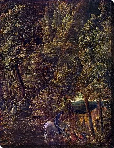 Картина Лесной пейзаж с драконом. Бой Святого Георгия