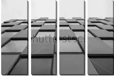 Городская геометрия в строении из стекла и бетона - уходящая вдаль квадратная перспектива