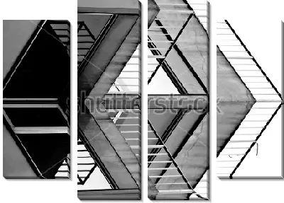Модульная картина Геометрическая абстракция в современной архитектуре из стекла, металла и бетона